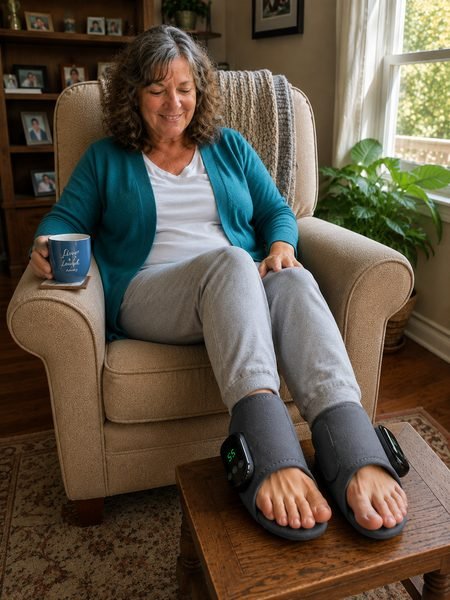 Barbara Mitchell sharing her EMSense EMS foot massager results for neuropathy and foot numbness